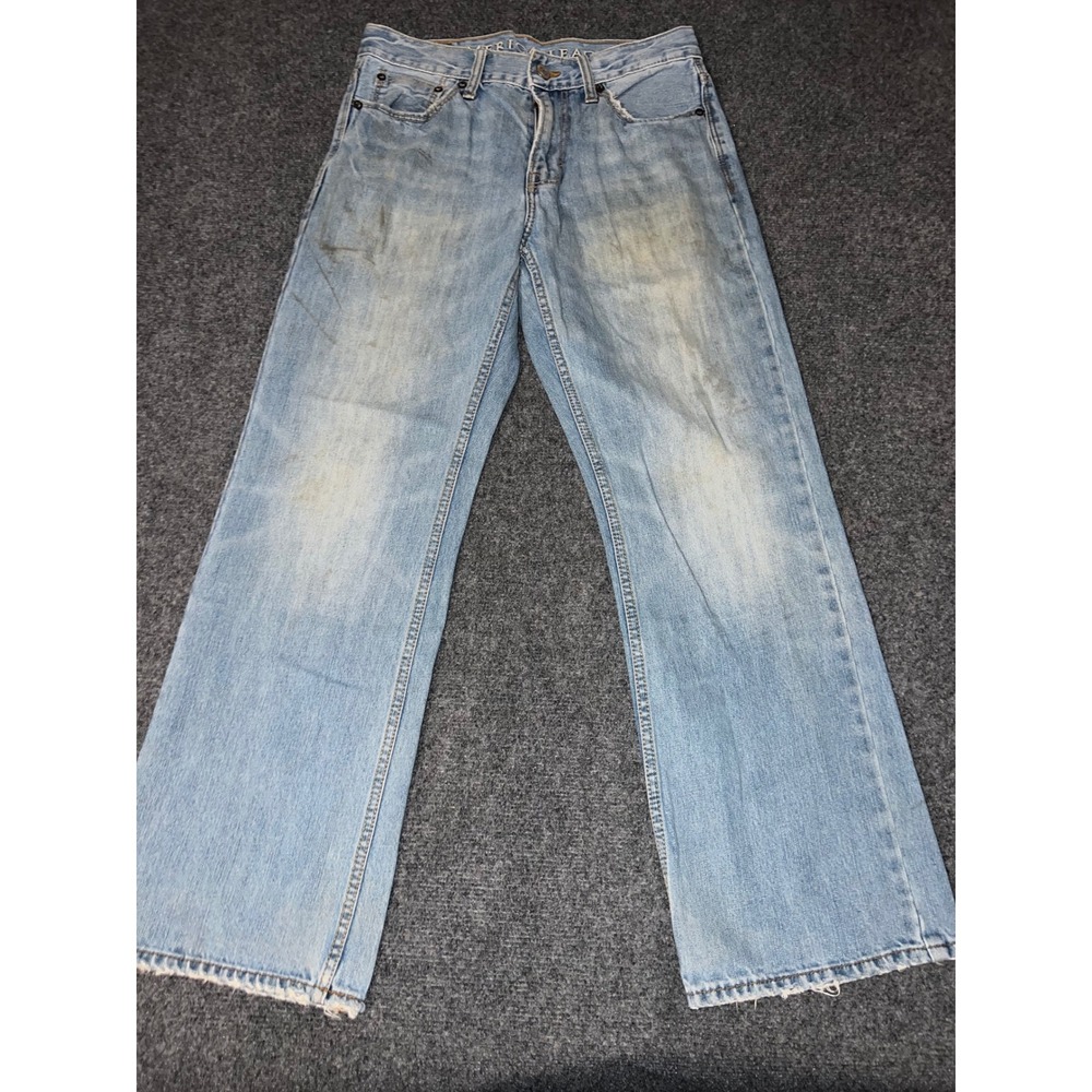 American Eagle Bootcut Jeans Men 29/30 Light Wash Blue 100% Cotton Distressed